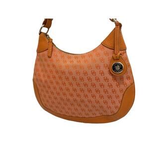 Vintage Orange Dooney & Bourke Monogram Over Shoulder Handbag Hobo Rare